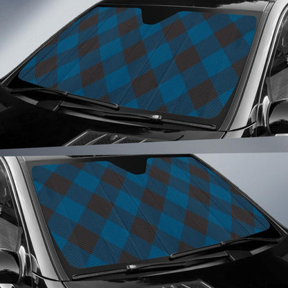 Plaid Blue Pattern Print Design A04 Car Sun Shades-JORJUNE.COM