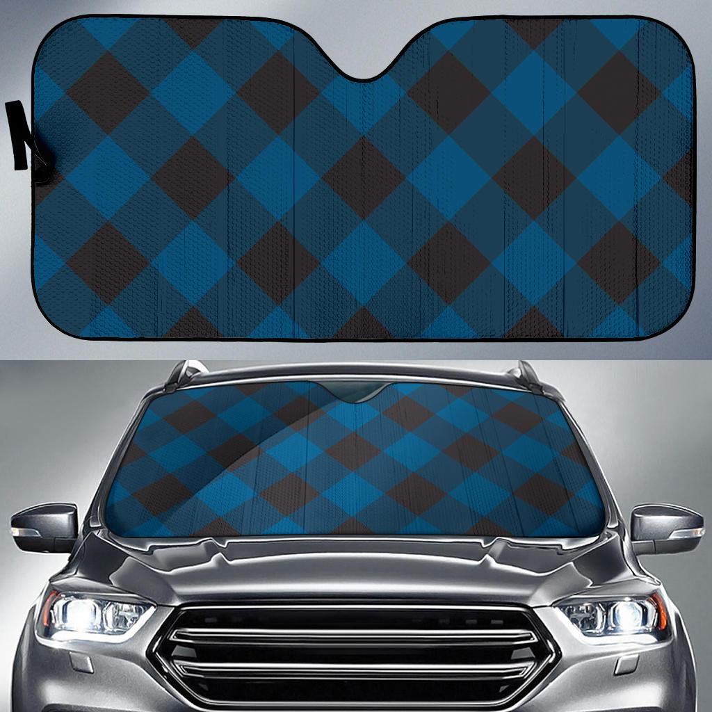 Plaid Blue Pattern Print Design A04 Car Sun Shades-JORJUNE.COM
