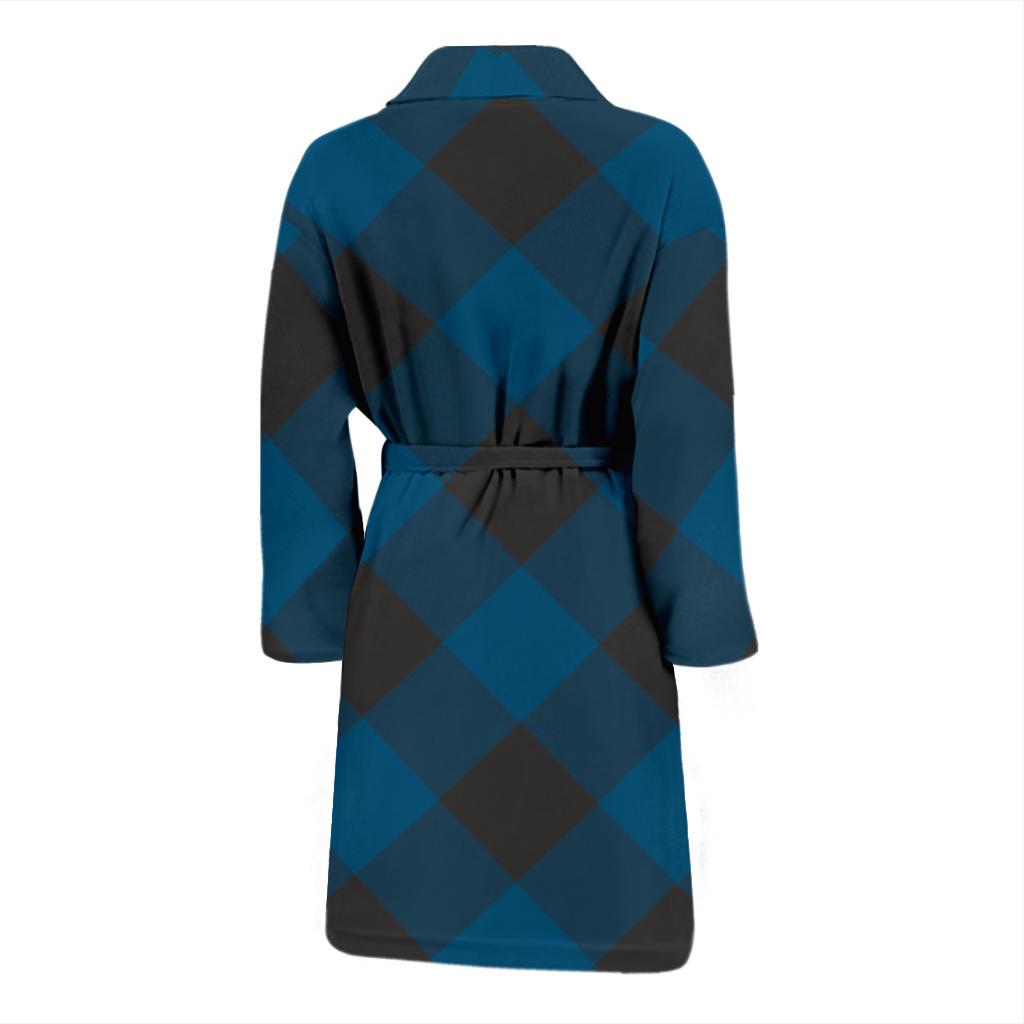 Plaid Blue Pattern Print Design A04 Men Bathrobe-JORJUNE.COM