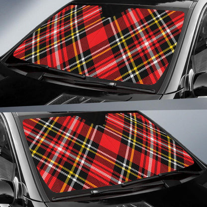 Plaid Red Pattern Print Design A03 Car Sun Shades-JORJUNE.COM