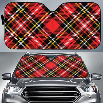 Plaid Red Pattern Print Design A03 Car Sun Shades-JORJUNE.COM