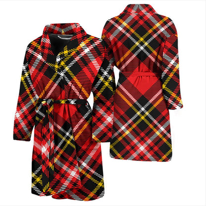 Plaid Red Pattern Print Design A03 Men Bathrobe-JORJUNE.COM