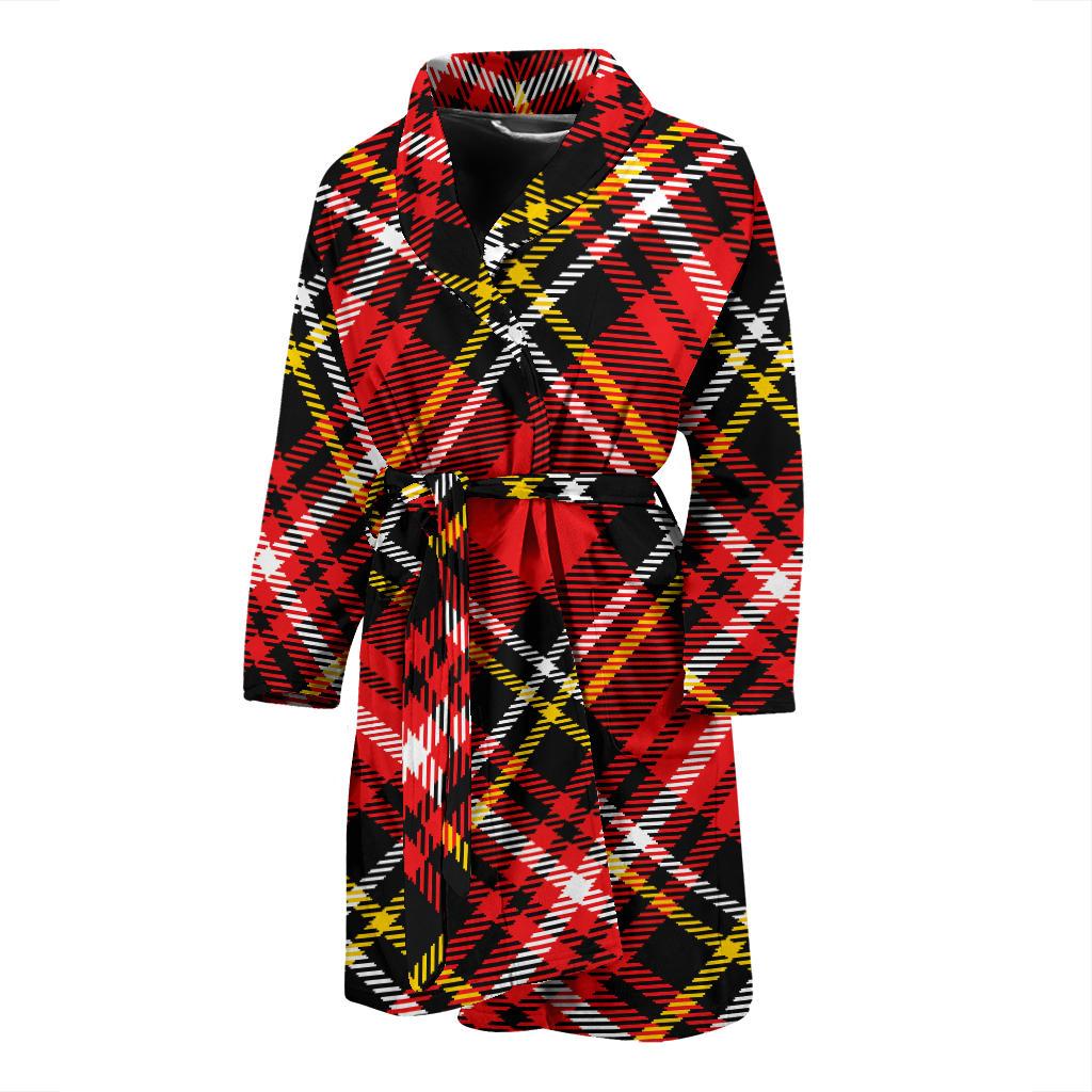 Plaid Red Pattern Print Design A03 Men Bathrobe-JORJUNE.COM