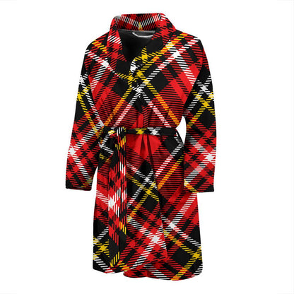 Plaid Red Pattern Print Design A03 Men Bathrobe-JORJUNE.COM