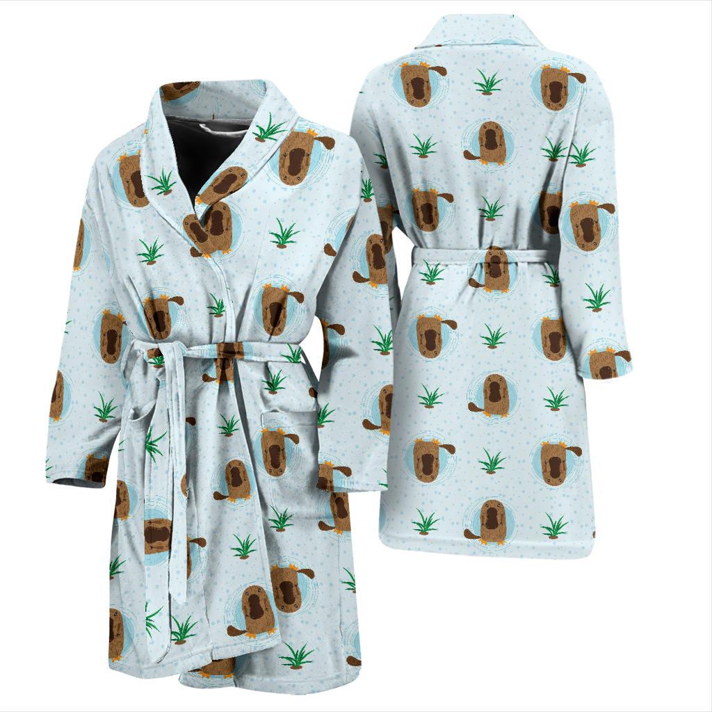 Platypus Pattern Print Design A04 Men Bathrobe-JORJUNE.COM
