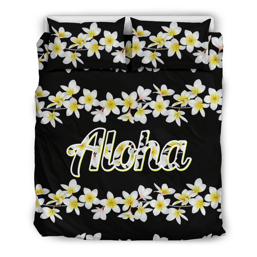 Plumeria Aloha Design Print Duvet Cover Bedding Set