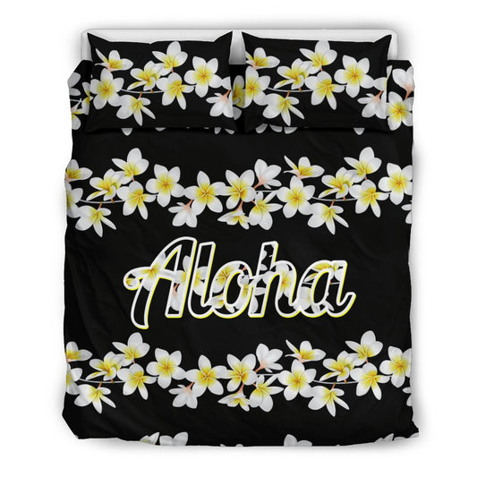 Plumeria Aloha Design Print Duvet Cover Bedding Set
