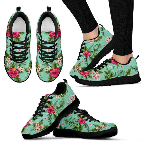 Watercolor Hibiscus Flower Hawaiian Print Women's Sneakers