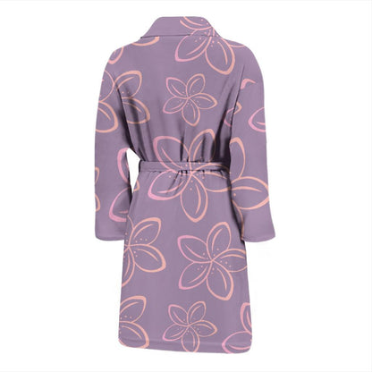 Plumeria Pattern Print Design A01 Men Bathrobe-JORJUNE.COM