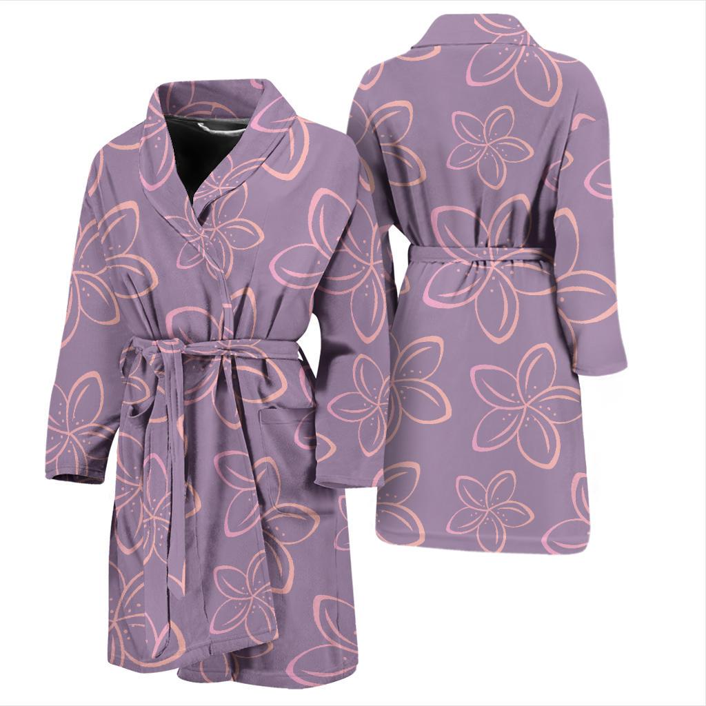 Plumeria Pattern Print Design A01 Men Bathrobe-JORJUNE.COM