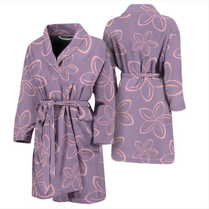 Plumeria Pattern Print Design A01 Men Bathrobe-JORJUNE.COM