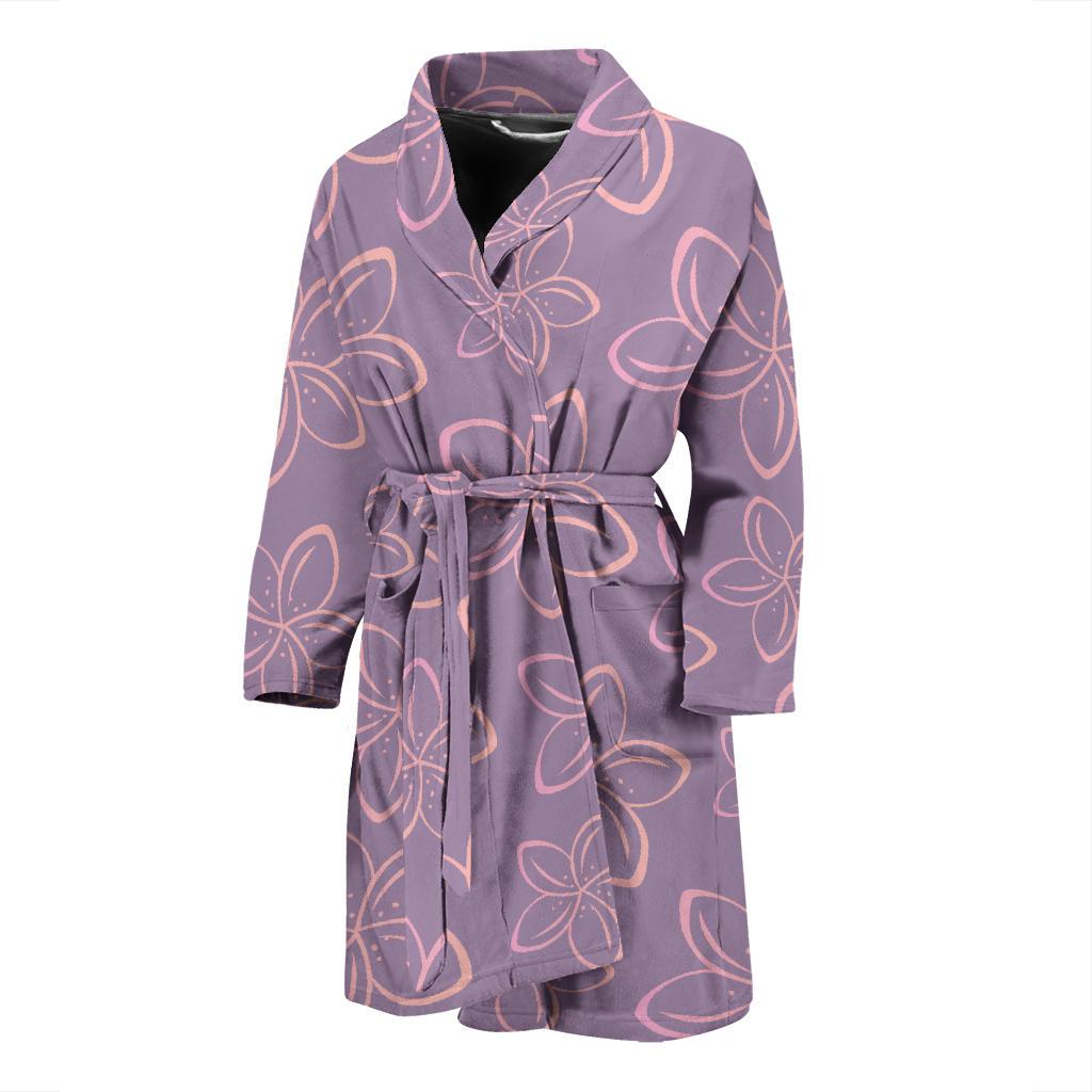 Plumeria Pattern Print Design A01 Men Bathrobe-JORJUNE.COM