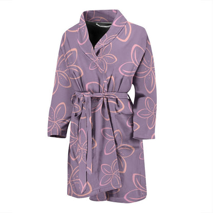 Plumeria Pattern Print Design A01 Men Bathrobe-JORJUNE.COM