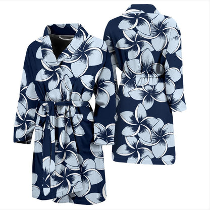 Plumeria Pattern Print Design A02 Men Bathrobe-JORJUNE.COM