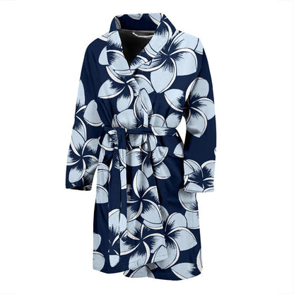 Plumeria Pattern Print Design A02 Men Bathrobe-JORJUNE.COM
