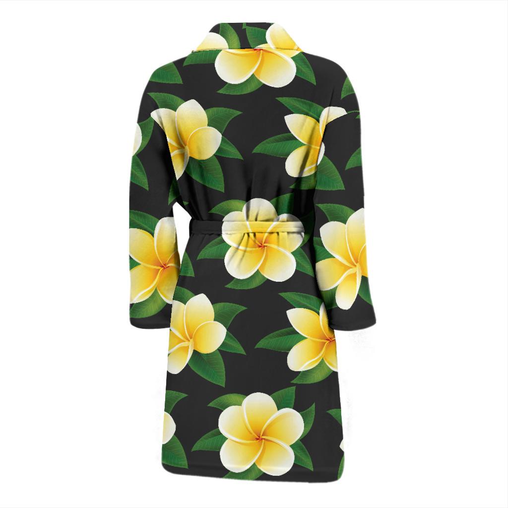 Plumeria Pattern Print Design A03 Men Bathrobe-JORJUNE.COM