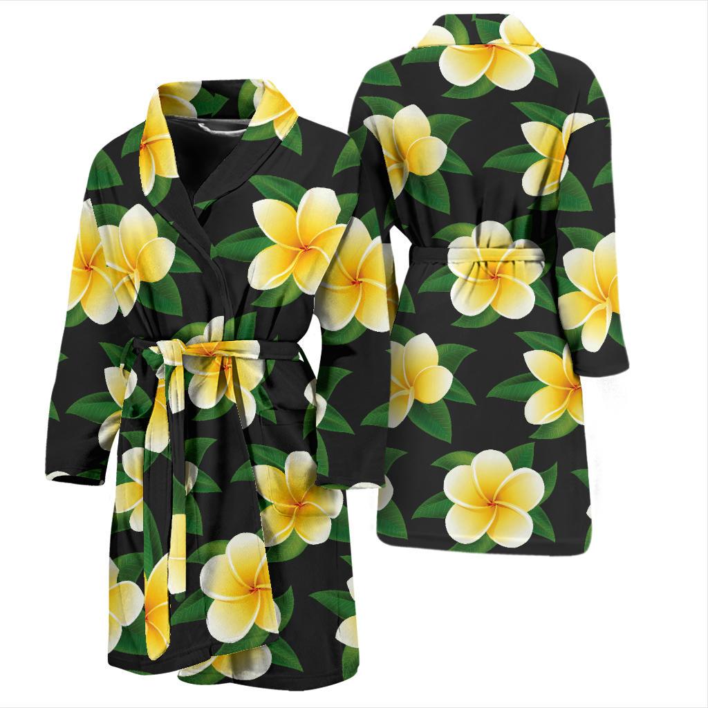 Plumeria Pattern Print Design A03 Men Bathrobe-JORJUNE.COM