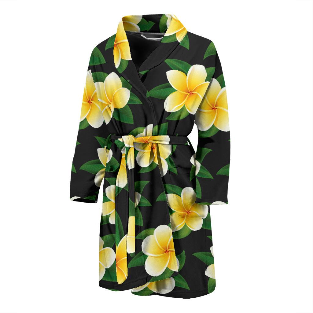 Plumeria Pattern Print Design A03 Men Bathrobe-JORJUNE.COM