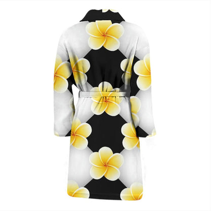 Plumeria Pattern Print Design A04 Men Bathrobe-JORJUNE.COM