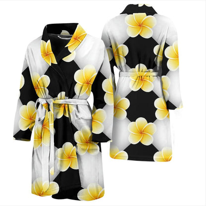 Plumeria Pattern Print Design A04 Men Bathrobe-JORJUNE.COM