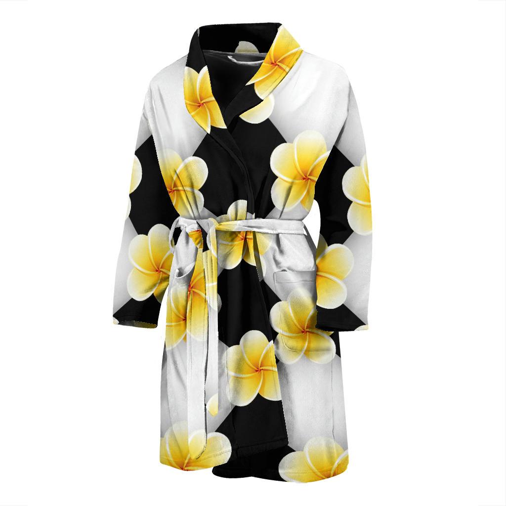 Plumeria Pattern Print Design A04 Men Bathrobe-JORJUNE.COM