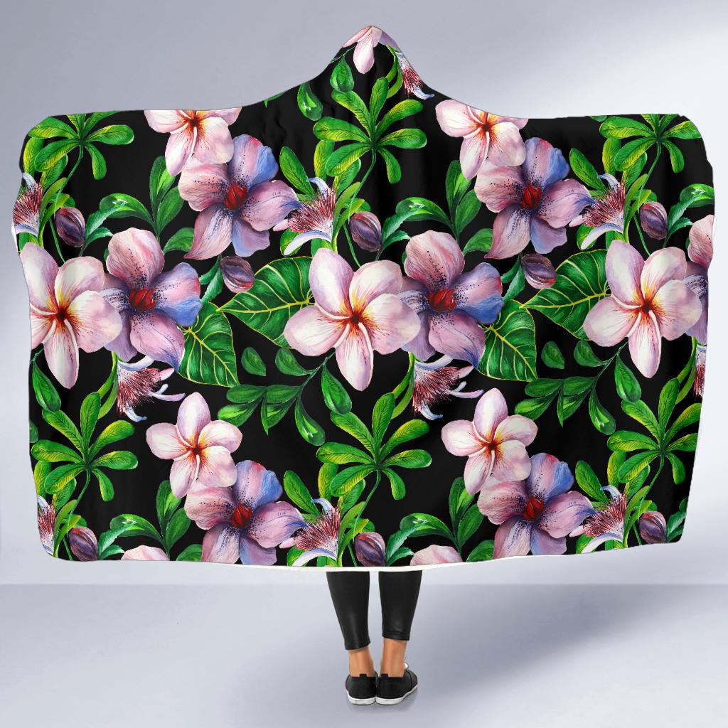 Plumeria Pattern Print Design PM01 Hooded Blanket-JORJUNE.COM