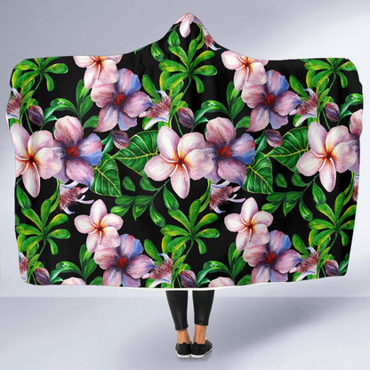 Plumeria Pattern Print Design PM01 Hooded Blanket-JORJUNE.COM