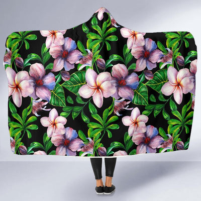 Plumeria Pattern Print Design PM01 Hooded Blanket-JORJUNE.COM