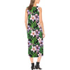 Plumeria Pattern Print Design PM01 Sleeveless Open Fork Long Dress