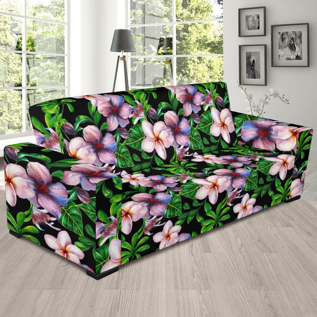 Plumeria Pattern Print Design PM01 Sofa Slipcover-JORJUNE.COM