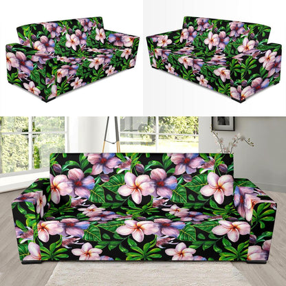 Plumeria Pattern Print Design PM01 Sofa Slipcover-JORJUNE.COM