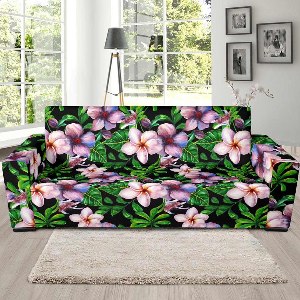Plumeria Pattern Print Design PM01 Sofa Slipcover-JORJUNE.COM