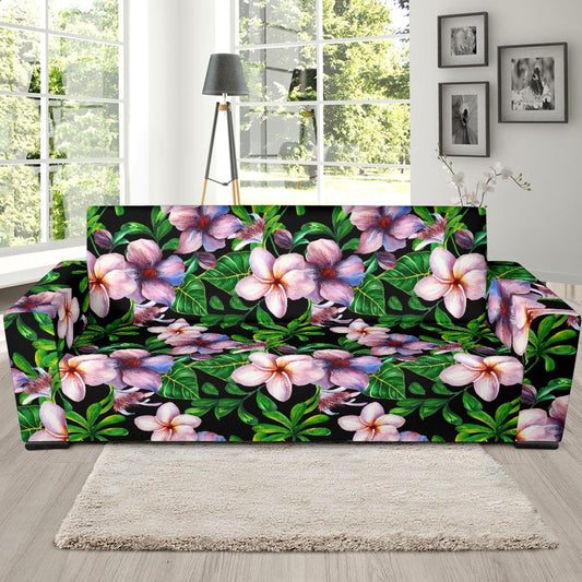 Plumeria Pattern Print Design PM01 Sofa Slipcover-JORJUNE.COM