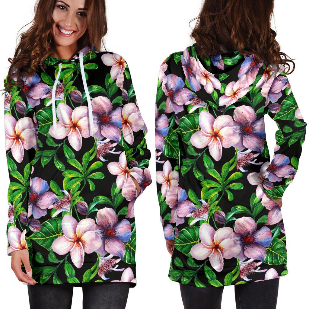 Plumeria Pattern Print Design PM01 Women Hoodie Dress