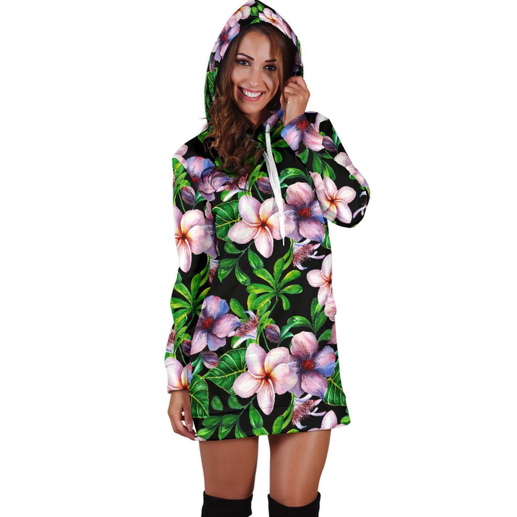 Plumeria Pattern Print Design PM01 Women Hoodie Dress