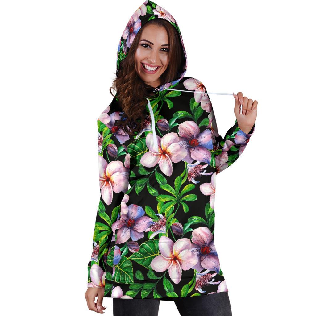 Plumeria Pattern Print Design PM01 Women Hoodie Dress