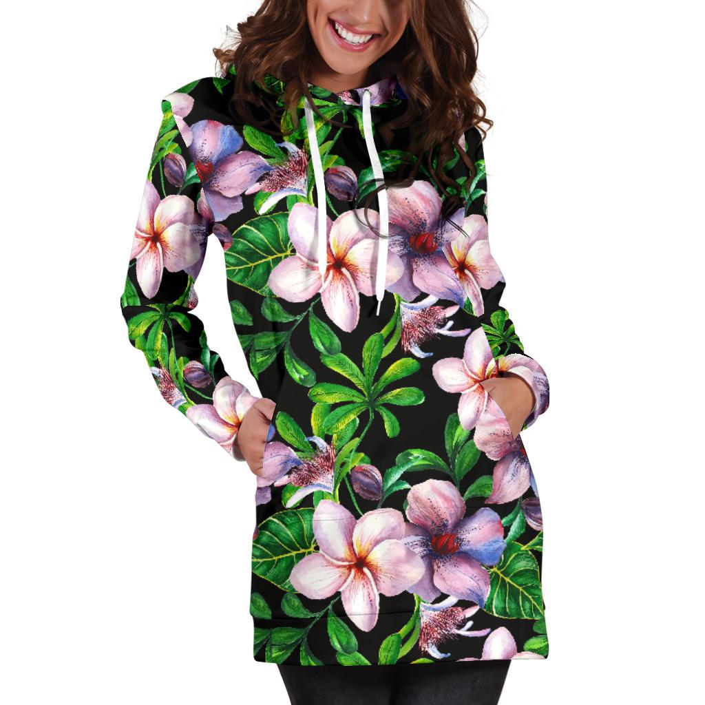 Plumeria Pattern Print Design PM01 Women Hoodie Dress