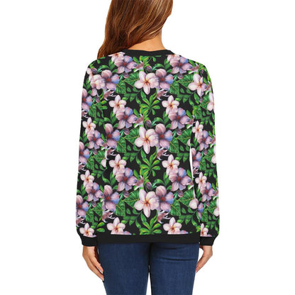 Plumeria Pattern Print Design PM01 Women Long Sleeve Sweatshirt-JorJune