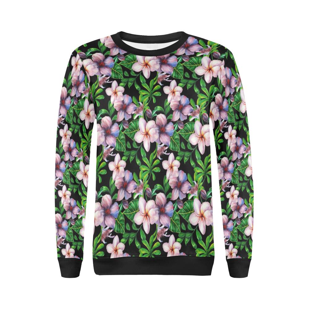 Plumeria Pattern Print Design PM01 Women Long Sleeve Sweatshirt-JorJune