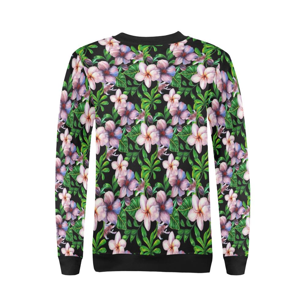 Plumeria Pattern Print Design PM01 Women Long Sleeve Sweatshirt-JorJune