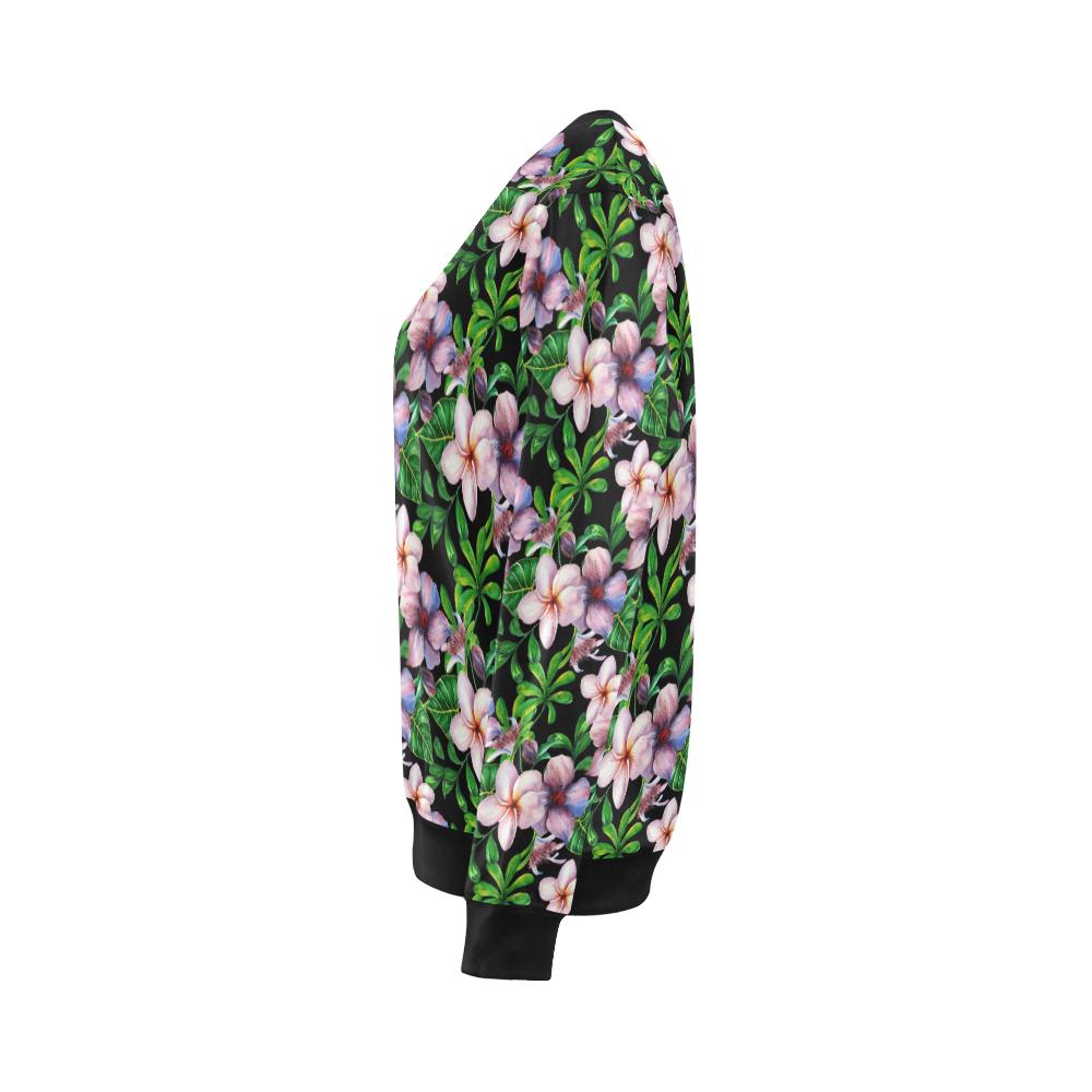 Plumeria Pattern Print Design PM01 Women Long Sleeve Sweatshirt-JorJune