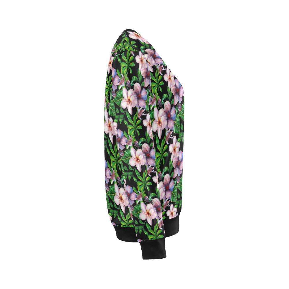 Plumeria Pattern Print Design PM01 Women Long Sleeve Sweatshirt-JorJune