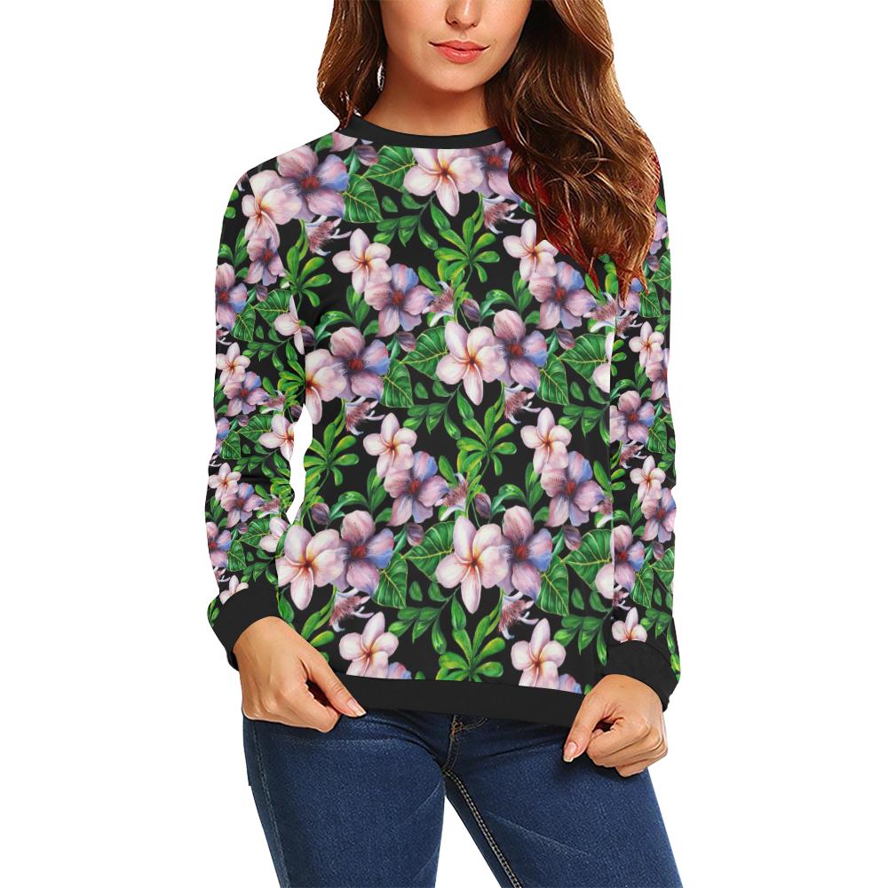 Plumeria Pattern Print Design PM01 Women Long Sleeve Sweatshirt-JorJune