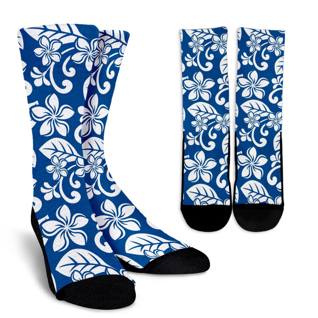 Plumeria Pattern Print Design PM013 Crew Socks-JORJUNE.COM