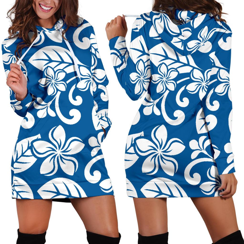 Plumeria Pattern Print Design PM013 Women Hoodie Dress