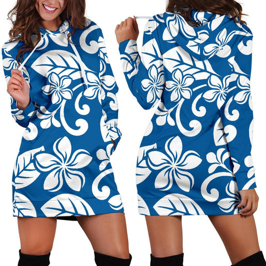 Plumeria Pattern Print Design PM013 Women Hoodie Dress