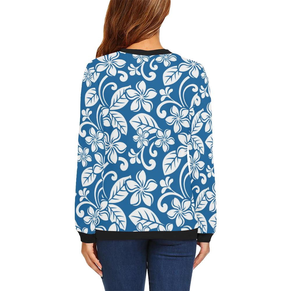 Plumeria Pattern Print Design PM013 Women Long Sleeve Sweatshirt-JorJune
