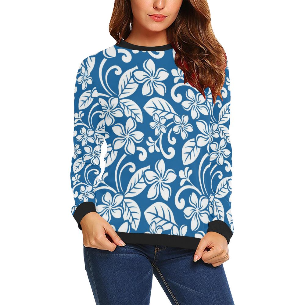 Plumeria Pattern Print Design PM013 Women Long Sleeve Sweatshirt-JorJune