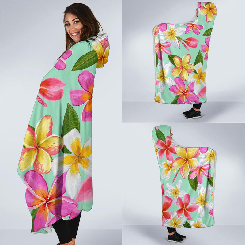 Plumeria Pattern Print Design PM014 Hooded Blanket-JORJUNE.COM