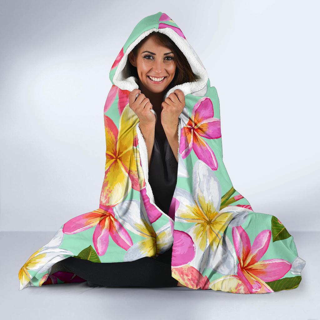 Plumeria Pattern Print Design PM014 Hooded Blanket-JORJUNE.COM